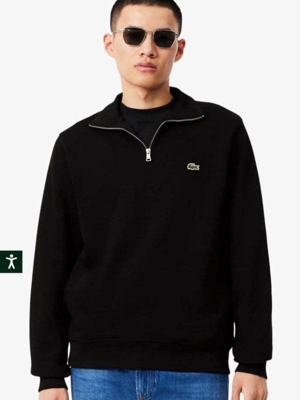 Lacoste Men's Black Cotton Zip-Up High-Neck Sweatshirt - XXL (7)